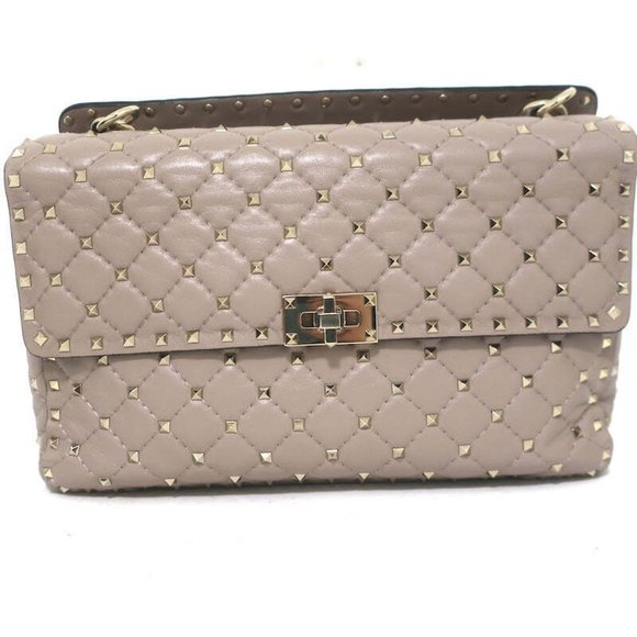 Valentino Large Rockstud Spike Chain Strap Bag Poudre Leather - Picture 3 of 11
